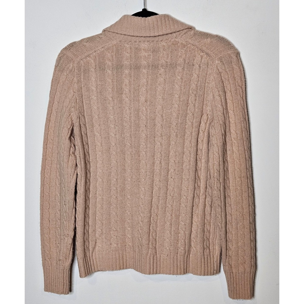 J.Crew Wool Cashmere Blend Womens Med Cable Knit Cardigan Sweater Shawl Collar - Picture 3 of 4